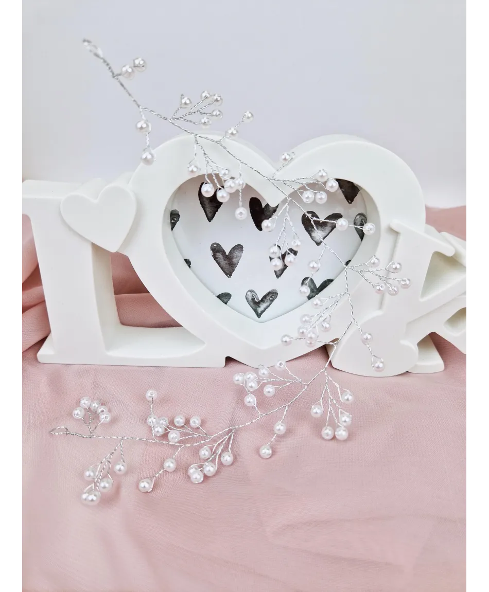 Ozdoba do włosów ślubna gałązka perełki i kryształki