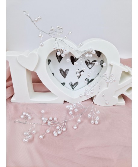 Ozdoba do włosów ślubna gałązka perełki i kryształki