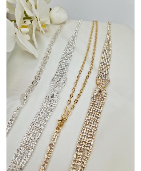 Paski do sukienki cyrkoniowe złoty srebrny