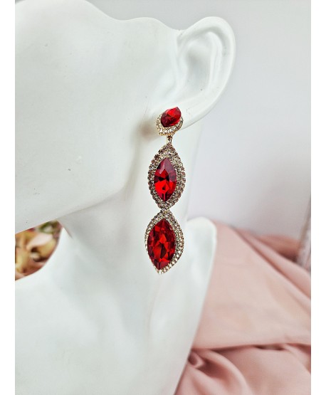 Kolczyki kryształowe łezki czerń zieleń czerwień