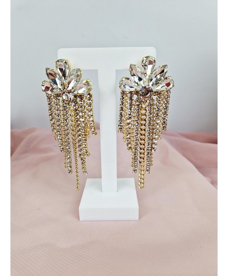 Kolczyki bogate złote dżetowe