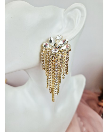 Kolczyki bogate złote dżetowe