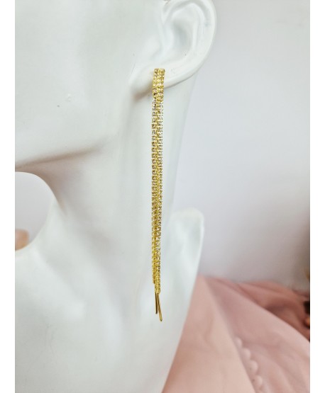Kolczyki długie złote dżetowe