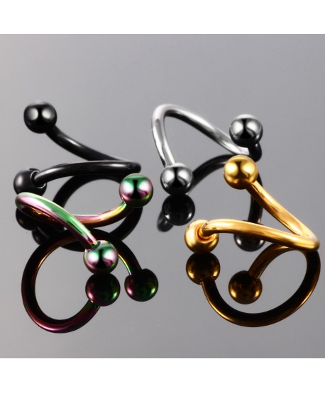 Podkowa zakręcona tytanowa z kulkami