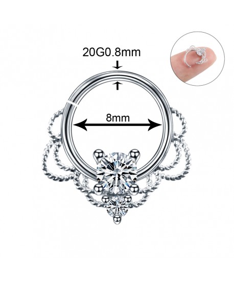 Kółeczka ozdobne do nosa stalowe z cyrkoniami