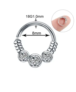 Kółeczka ozdobne do nosa stalowe z cyrkoniami