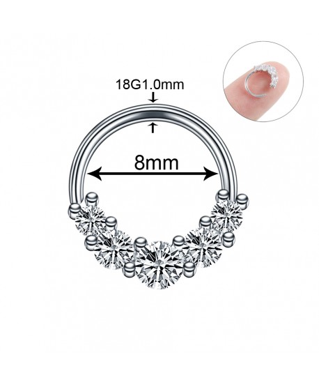 Kółeczka ozdobne do nosa stalowe z cyrkoniami