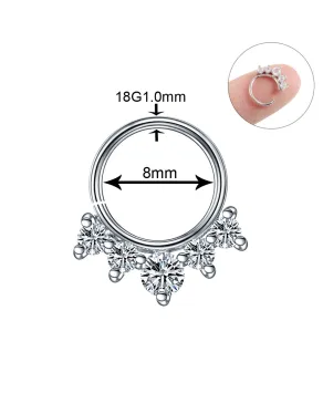 Kółeczka ozdobne do nosa stalowe z cyrkoniami