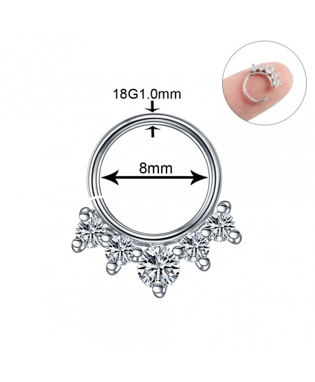 Kółeczka ozdobne do nosa stalowe z cyrkoniami