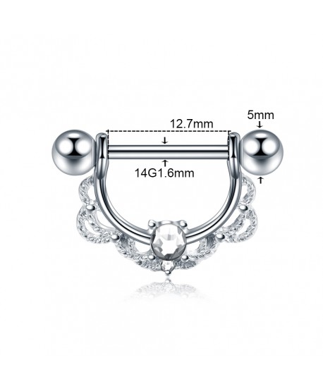 Kolczyk do sutka stalowy z cyrkonią