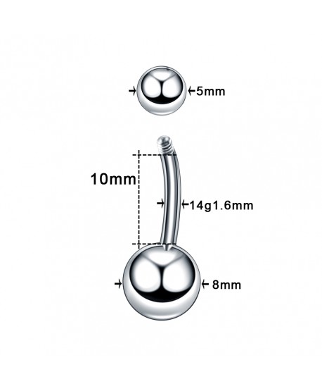 Kolczyki stal do pępka stal 1.6*10/5/8