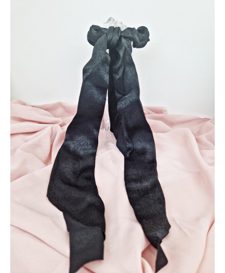 Gumka do włosów czarna z chustką