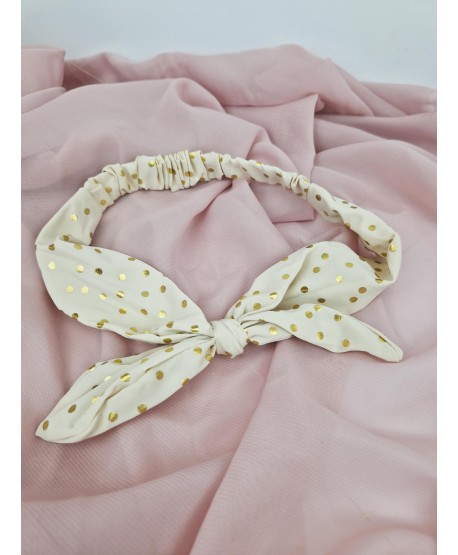 Opaski do włosów w kropeczki na gumce z kokardką