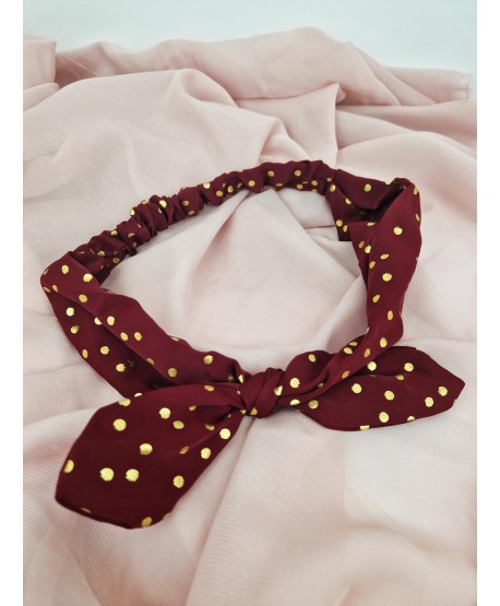 Opaski do włosów w kropeczki na gumce z kokardką