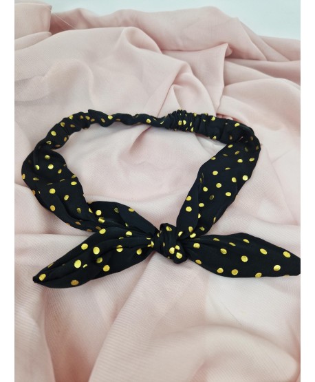 Opaski do włosów w kropeczki na gumce z kokardką
