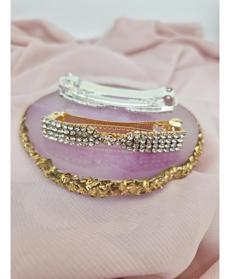 Spinka automatyczna kokardka złota srebrna