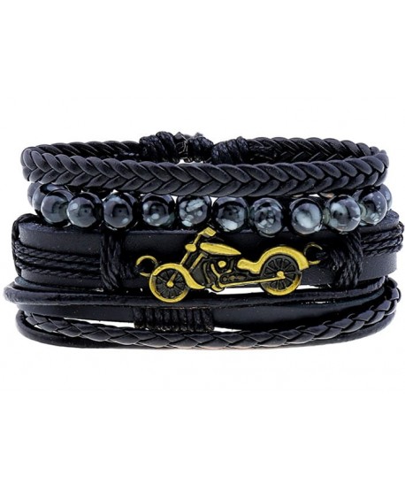 Zestaw bransoletek rzemieniowych z motocyklem