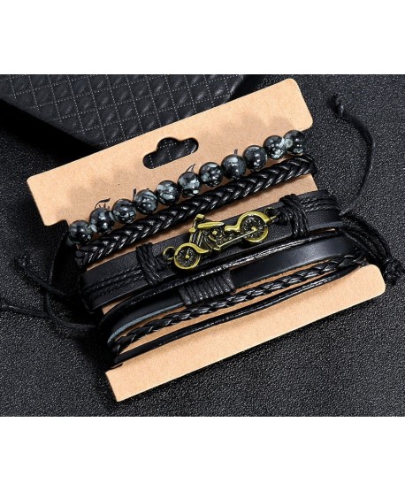 Zestaw bransoletek rzemieniowych z motocyklem