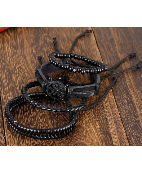 Zestaw bransoletek rzemieniowych ze sterem