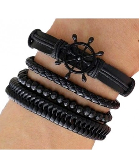 Zestaw bransoletek rzemieniowych ze sterem