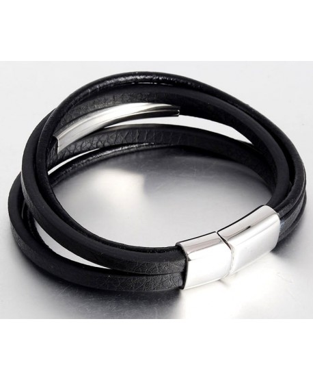 Bransoletka skórzana męska z blaszką