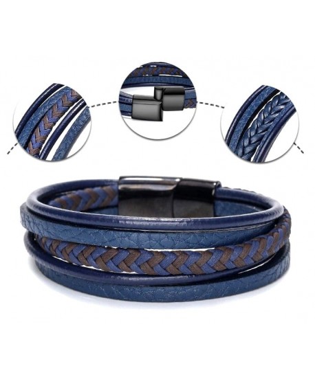 Bransoletka skórzana męska granatowa