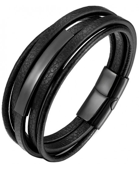 Bransoletka skórzana męska z blaszką