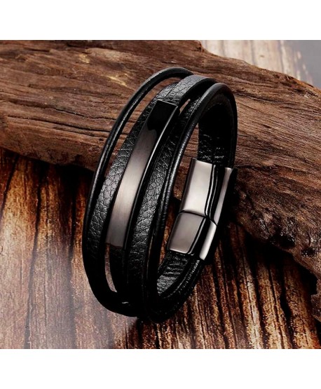 Bransoletka skórzana męska z blaszką