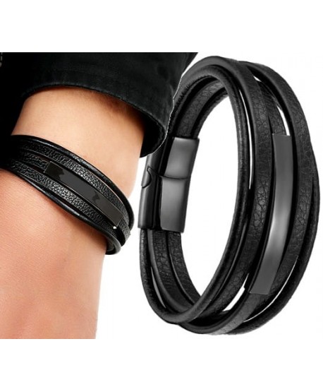 Bransoletka skórzana męska z blaszką