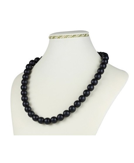 Korale czarne matowe kulki