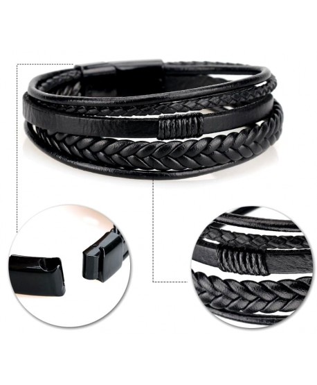 Bransoletka skórzana męska czarna