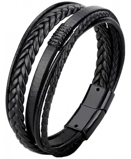 Bransoletka skórzana męska czarna