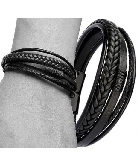 Bransoletka skórzana męska czarna