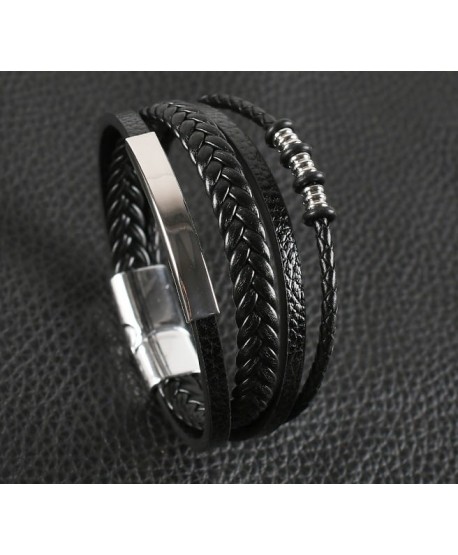 Bransoletka skórzana męska z blaszką