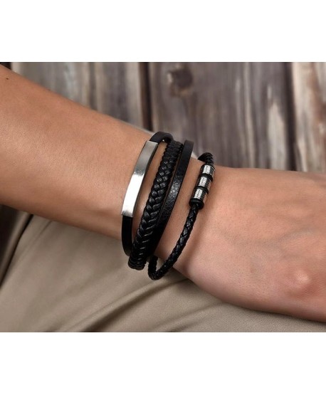 Bransoletka skórzana męska z blaszką