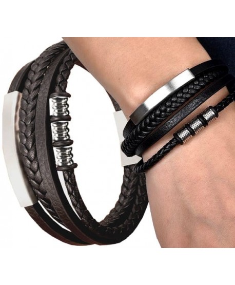 Bransoletka skórzana męska z blaszką