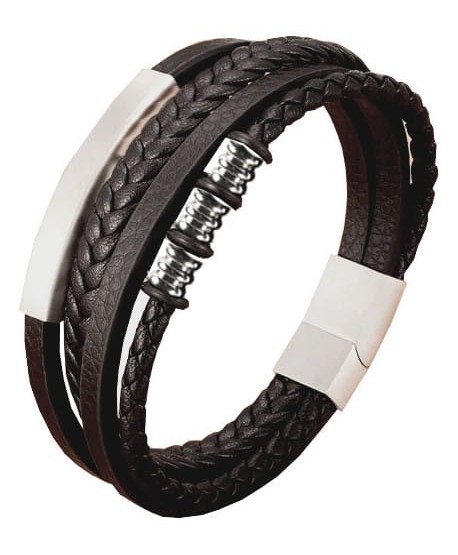 Bransoletka skórzana męska z blaszką