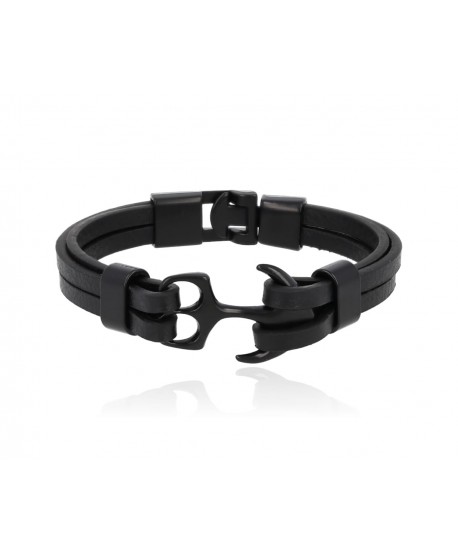Bransoletka męska z czarną kotwicą