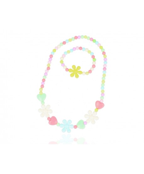 Komplet koralików dziecięcych z kwiatuszkami