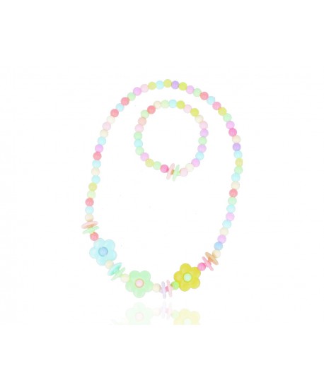 Komplet koralików dziecięcych z kwiatuszkami