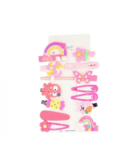 Zestaw dziecięcych spineczek różowych