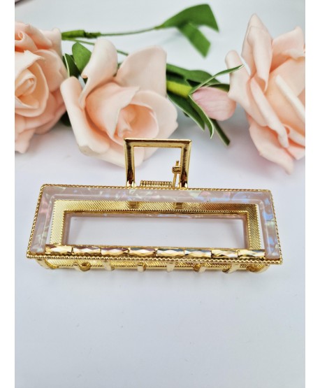 Klamry do włosów złote prostokąty z kryształkami