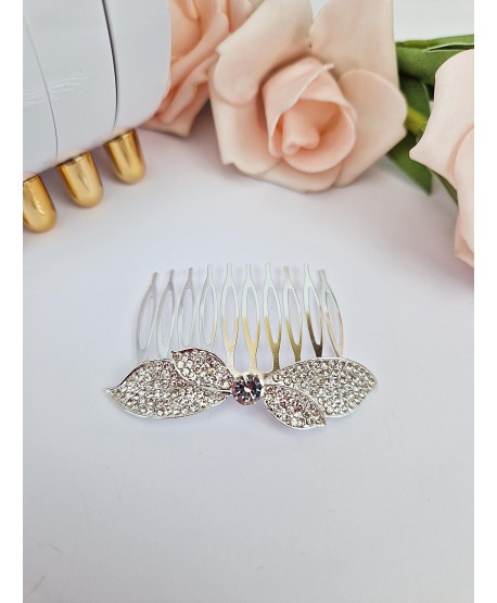 Grzebyk do włosów srebrna kokardka