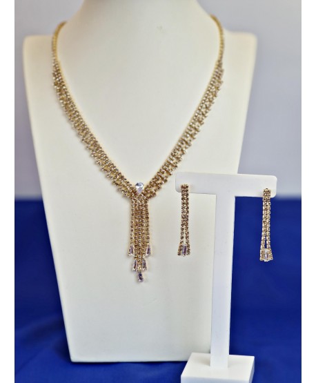 Komplet naszyjnik kolczyki złoty szpic