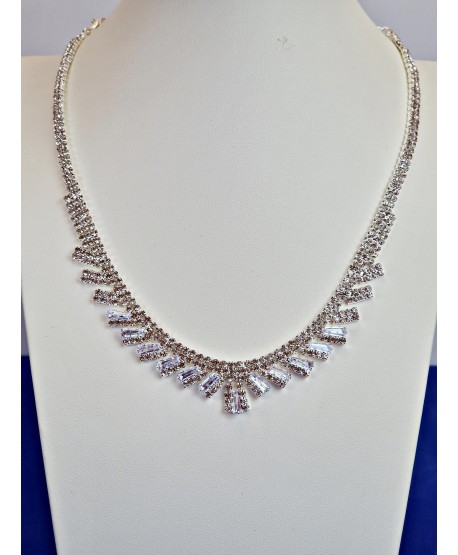 Komplet naszyjnik kolczyki srebrne, drobne dżety