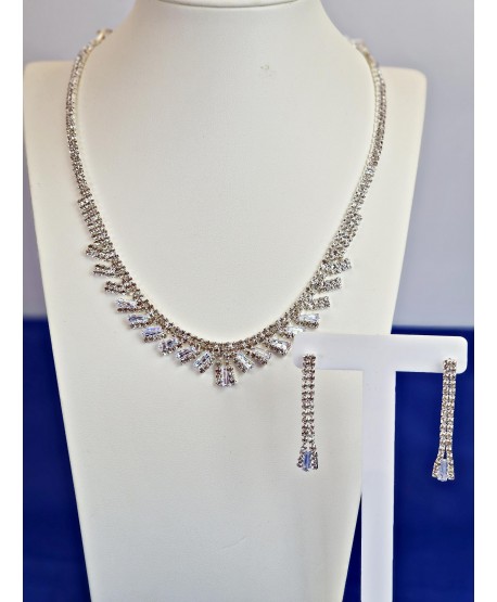 Komplet naszyjnik kolczyki srebrne, drobne dżety