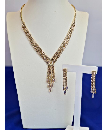 Komplet naszyjnik kolczyki złoty szpic