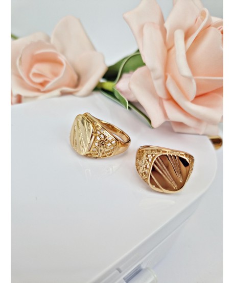 Pierścionek stal złoty sygnet unisex