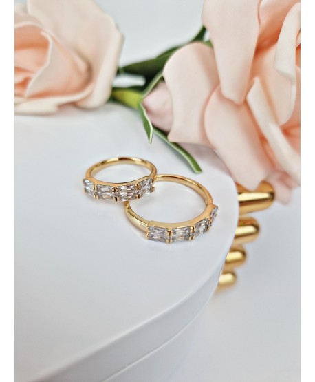 Pierścionek stal obrączka z cyrkoniami