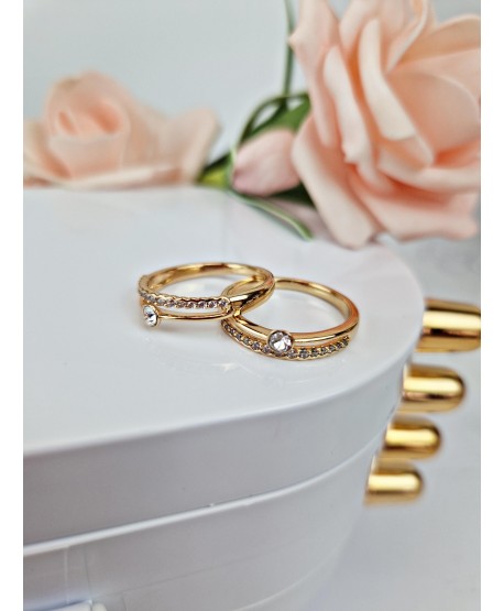 Pierścionek złoty stal z oczkiem